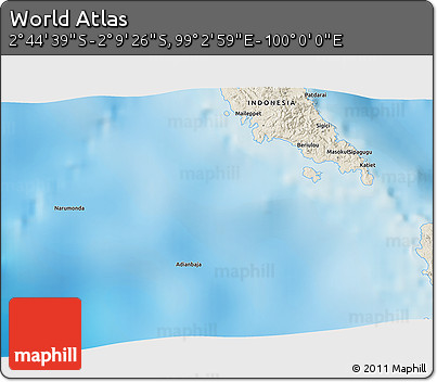Shaded Relief 3D Map of the Area around 2° 27' 3" S, 99° 31' 30" E