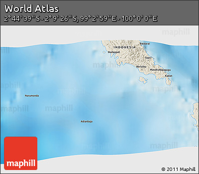 Shaded Relief 3D Map of the Area around 2° 27' 3" S, 99° 31' 30" E