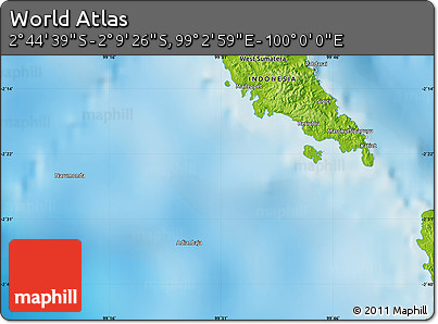 Physical Map of the Area around 2° 27' 3" S, 99° 31' 30" E