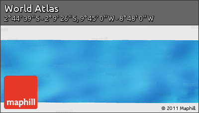 Physical Panoramic Map of the Area around 2° 27' 3" S, 9° 16' 30" W