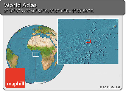 Satellite Location Map of the Area around 2° 58' 32" S, 0° 55' 29" E