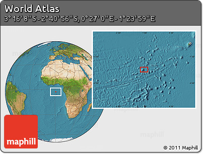 Satellite Location Map of the Area around 2° 58' 32" S, 0° 55' 29" E
