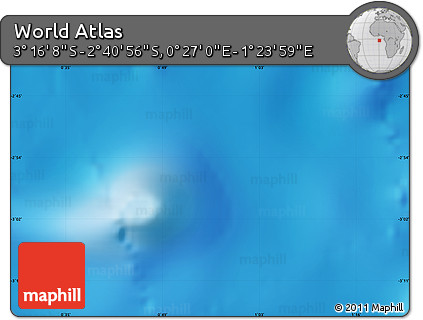 Physical Map of the Area around 2° 58' 32" S, 0° 55' 29" E