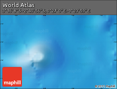 Physical Map of the Area around 2° 58' 32" S, 0° 55' 29" E