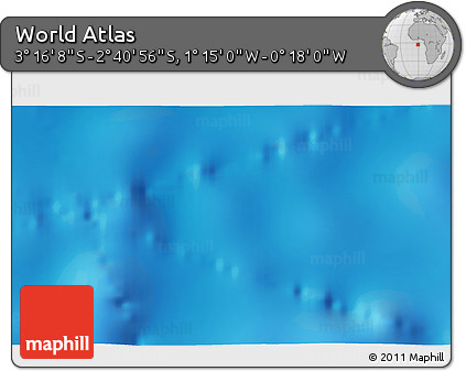 Physical 3D Map of the Area around 2° 58' 32" S, 0° 46' 30" W