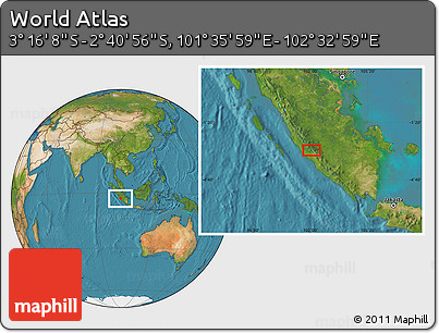 Satellite Location Map of the Area around 2° 58' 32" S, 102° 4' 29" E