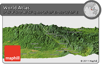 Satellite Panoramic Map of the Area around 2° 58' 32" S, 102° 4' 29" E