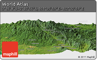 Satellite Panoramic Map of the Area around 2° 58' 32" S, 102° 4' 29" E
