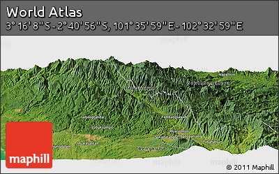 Satellite Panoramic Map of the Area around 2° 58' 32" S, 102° 4' 29" E