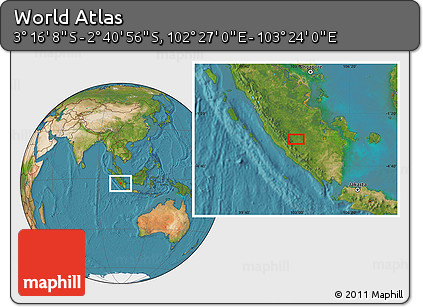 Satellite Location Map of the Area around 2° 58' 32" S, 102° 55' 30" E