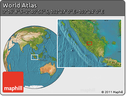 Satellite Location Map of the Area around 2° 58' 32" S, 102° 55' 30" E