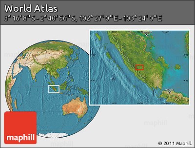 Satellite Location Map of the Area around 2° 58' 32" S, 102° 55' 30" E