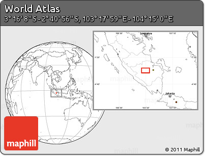 Blank Location Map of the Area around 2° 58' 32" S, 103° 46' 30" E