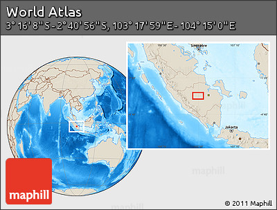 Shaded Relief Location Map of the Area around 2° 58' 32" S, 103° 46' 30" E