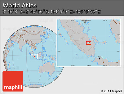 Gray Location Map of the Area around 2° 58' 32" S, 104° 37' 30" E