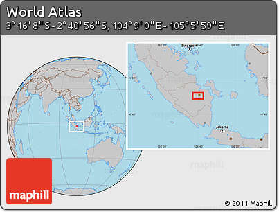 Gray Location Map of the Area around 2° 58' 32" S, 104° 37' 30" E