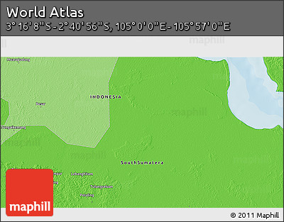Political 3D Map of the Area around 2° 58' 32" S, 105° 28' 29" E