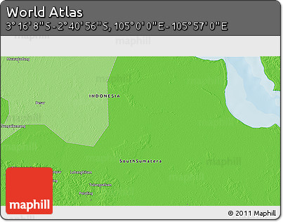 Political 3D Map of the Area around 2° 58' 32" S, 105° 28' 29" E