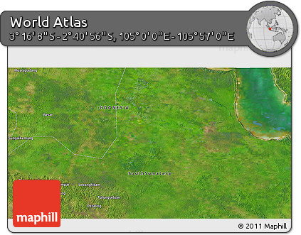 Satellite 3D Map of the Area around 2° 58' 32" S, 105° 28' 29" E