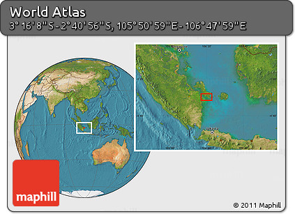 Satellite Location Map of the Area around 2° 58' 32" S, 106° 19' 29" E