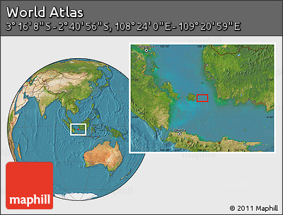 Satellite Location Map of the Area around 2° 58' 32" S, 108° 52' 30" E