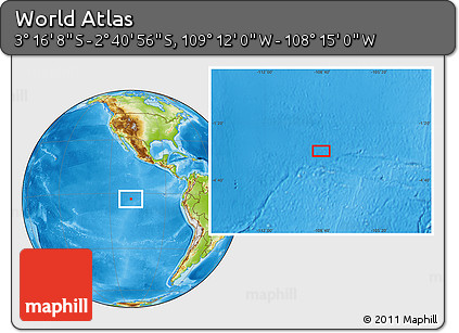 Physical Location Map of the Area around 2° 58' 32" S, 108° 43' 29" W