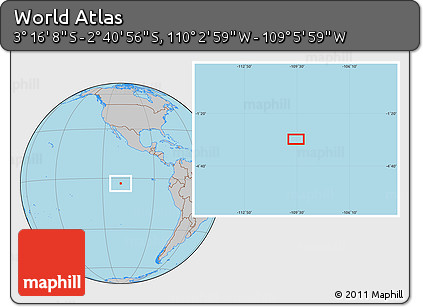 Gray Location Map of the Area around 2° 58' 32" S, 109° 34' 29" W