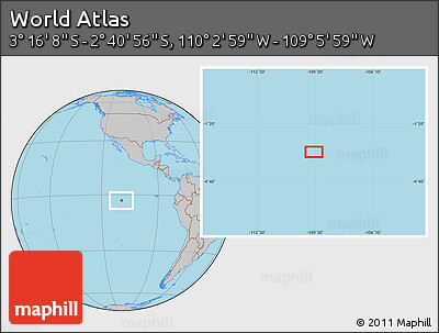 Gray Location Map of the Area around 2° 58' 32" S, 109° 34' 29" W