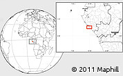 Blank Location Map of the area around 2° 58' 32" S, 10° 16' 30" E