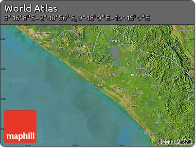Satellite Map of the Area around 2° 58' 32" S, 10° 16' 30" E