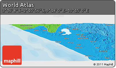 Political Panoramic Map of the Area around 2° 58' 32" S, 10° 16' 30" E