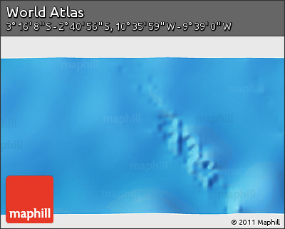 Physical 3D Map of the Area around 2° 58' 32" S, 10° 7' 30" W