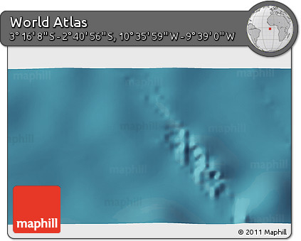 Satellite 3D Map of the Area around 2° 58' 32" S, 10° 7' 30" W