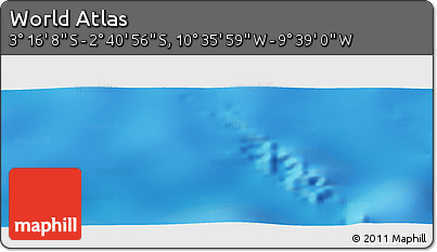 Shaded Relief Panoramic Map of the Area around 2° 58' 32" S, 10° 7' 30" W