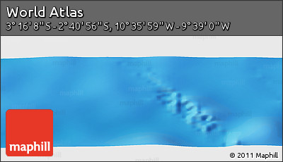 Shaded Relief Panoramic Map of the Area around 2° 58' 32" S, 10° 7' 30" W