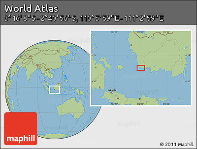 Savanna Style Location Map of the Area around 2° 58' 32" S, 110° 34' 29" E