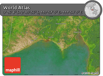 Satellite Map of the Area around 2° 58' 32" S, 111° 25' 30" E