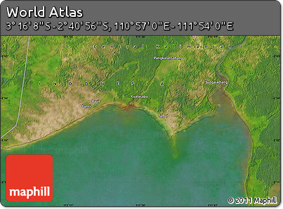 Satellite Map of the Area around 2° 58' 32" S, 111° 25' 30" E