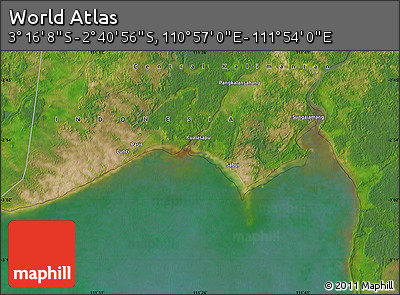 Satellite Map of the Area around 2° 58' 32" S, 111° 25' 30" E