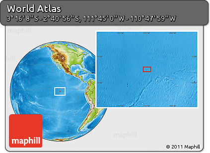 Physical Location Map of the Area around 2° 58' 32" S, 111° 16' 30" W