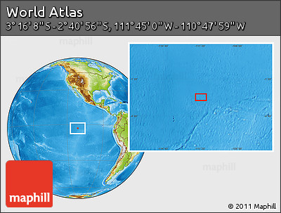 Physical Location Map of the Area around 2° 58' 32" S, 111° 16' 30" W