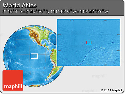 Physical Location Map of the Area around 2° 58' 32" S, 111° 16' 30" W