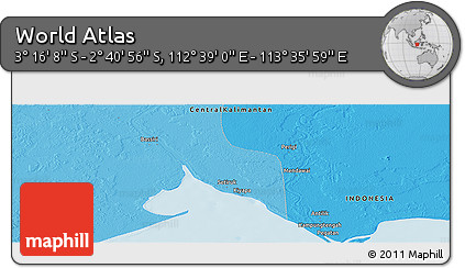 Political Panoramic Map of the Area around 2° 58' 32" S, 113° 7' 30" E