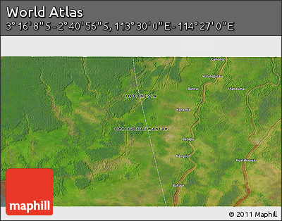 Satellite 3D Map of the Area around 2° 58' 32" S, 113° 58' 29" E