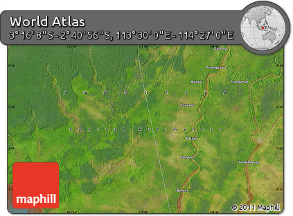 Satellite Map of the Area around 2° 58' 32" S, 113° 58' 29" E