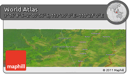 Satellite Panoramic Map of the Area around 2° 58' 32" S, 113° 58' 29" E