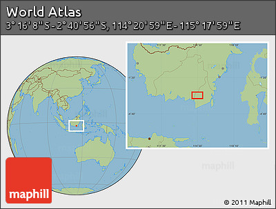 Savanna Style Location Map of the Area around 2° 58' 32" S, 114° 49' 29" E
