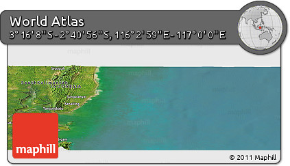 Satellite Panoramic Map of the Area around 2° 58' 32" S, 116° 31' 30" E