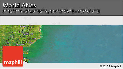Satellite Panoramic Map of the Area around 2° 58' 32" S, 116° 31' 30" E