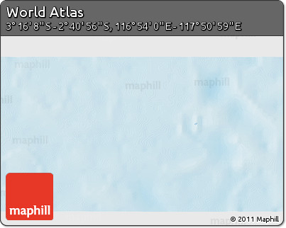 Shaded Relief 3D Map of the Area around 2° 58' 32" S, 117° 22' 30" E